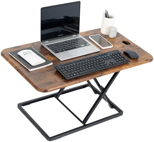 VIVO Vintage Brown 32 in Single Top Standing Desk Converter, DESK-V032JN