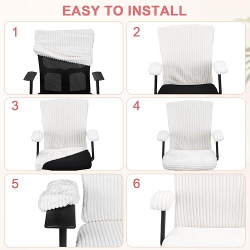 Tallew 4 Pieces Office Chair Covers Set Desk Computer, White