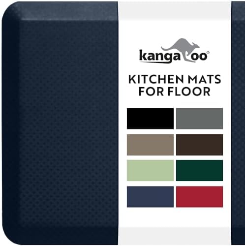 KANGAROO Cushioned Anti Fatigue Kitchen Mats for Floor, 24x70 Navy