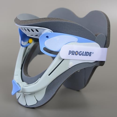 PROGLIDE Cervical Collar Neck Brace — 2-Piece Adjustable Cervical Traction Device with 12 Height Settings, Breathable Plush Padding & MRI Compatible Design — Neck Pain Relief, Whiplash, Post-Surgery Recovery Support for Men & Women