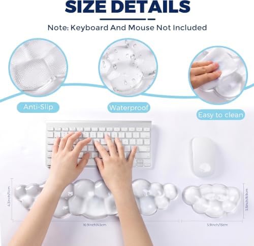 Gel Cloud Keyboard & Mouse Wrist Rest Set - Cloud Keyboard Wrist Rest Pad & Mouse Support for Office Gaming Pad Computer Laptop Ergonomic Comfortable Pain Relief- Cloud Pad Set