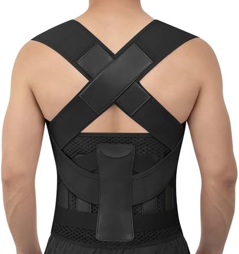 Posture Corrector Back Brace for Women and Men Lightweight Adjustable Comfortable Back Straightener Support Helps Reduce (Black, XX-Large)