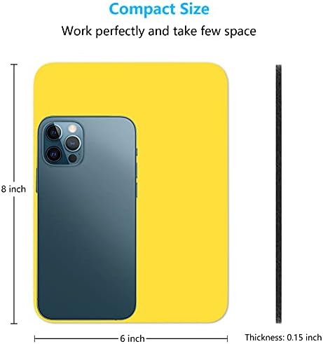 Dapesuom Small Mouse Pad, 6 x 8 Inch Thick Rubber Premium-Textured Non-Slip Portable & Washable Mini Mouse Mat for Women Men Wireless Laptops Keyboard Tray Gaming Work Computer Office Travel, Yellow