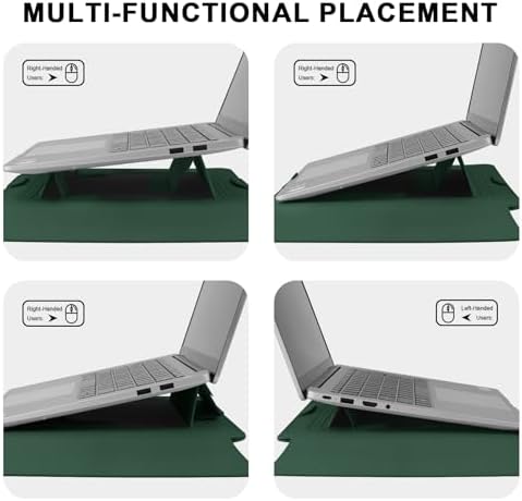 HoYiXi 13.3'' /13.6'' Laptop Sleeve Case PU Leather with Stand Compatible with MacBook Pro 14/MacBook Air 13(M1 M2)/ASUS Vivobook 14/Dell XPS 13/ASUS Matebook,13-14'' Laptop Bag,Dark Green