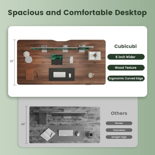 CubiCubi 48x30 Large Electric Standing Desk, 30" Deep Desktop, Black Walnut