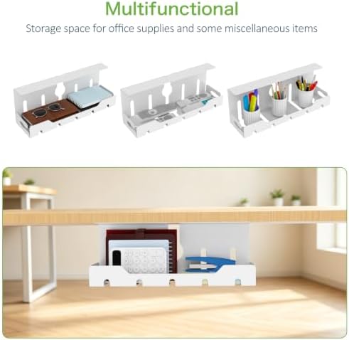 KEEGH Under Desk Cable Management Tray 16 in, Cable Organizer Tray, White