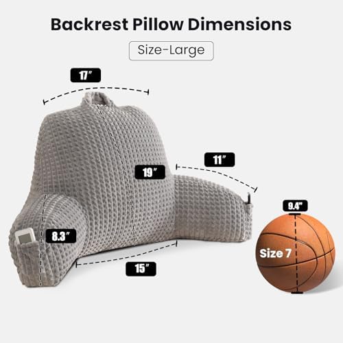 Reading Pillow with Arms for Bed Sitting,Gray Flannel