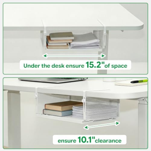 White C-Clamp Under Desk Adjustable Carbon Steel Storage Organizer