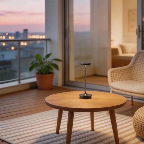 LED Rechargeable Cordless Table Lamp Battery Operated Light Set of 2 Black