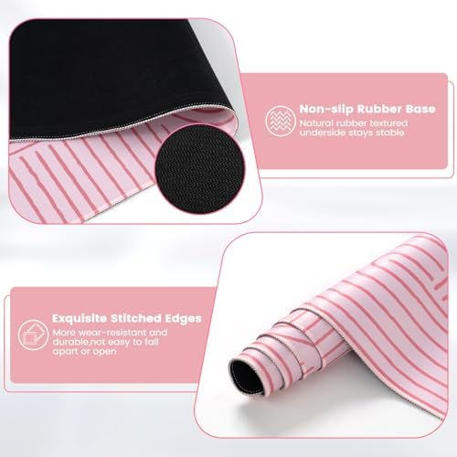 iCasso Pink Desk Matt for Desktop, Cute Desk Pad Mat, Large Mouse Pad