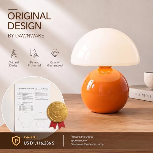 Dawnwake Mushroom Lamp Table Lamps Set of 2 for Bedroom Living Room,Orange