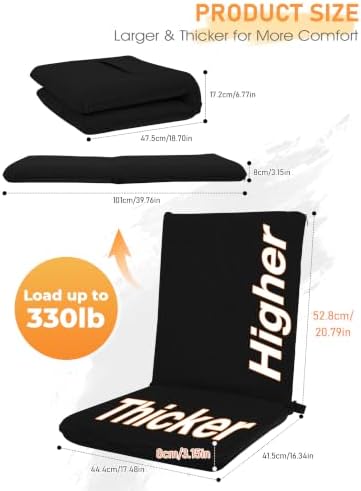 Adjustable Floor Chair with Back Support Foldable Meditation Chair, Black