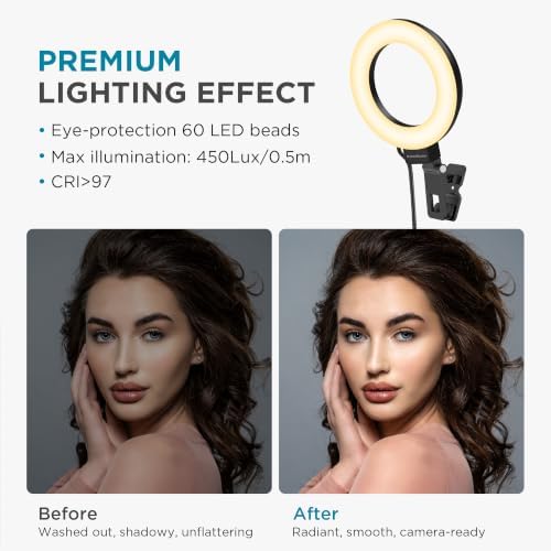 InnoGear 60 LED Ring Light with Stand for Computer Selfie Video Conference