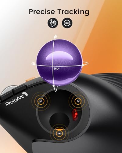 ProtoArc EM05 NL Wireless Vertical Trackball Mouse, 5 DPI Levels, Purple