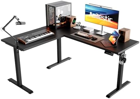 Agilestic L Shaped Electric Standing Desk Adjustable Height, 59Inch, Black