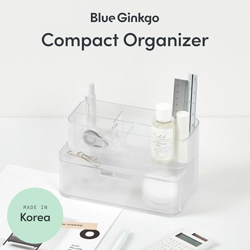 BLUE GINKGO Compact Desk Organizer, Transperent, Made in Korea