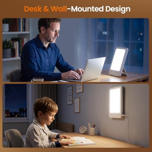 LASTAR 10000 Lux Full Spectrum Sun Lamp, UV-Free Natural Daylight Lamp for Home Office, 4 Color Temperatures (3000K-6500K), 5 Brightness Levels, 4 Timer Settings, Desk or Wall Mount Sunlight Lamp