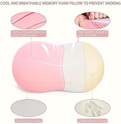 Cervical Memory Foam Pillow: Neck Pillows for Pain Relief Sleeping - Ergonomic Pillow for Neck and Shoulder Pain | Contour Support Bed Pillow for Side Back Stomach Sleepers (Pink)
