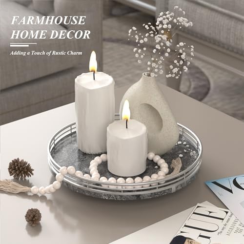 AHM10-Inch Gray Marble Lazy Susan with Silver Iron Frame