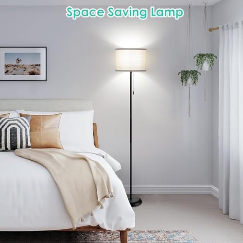 FOLKSMATE Floor Lamp for Living Room Modern Minimalist Tall Black