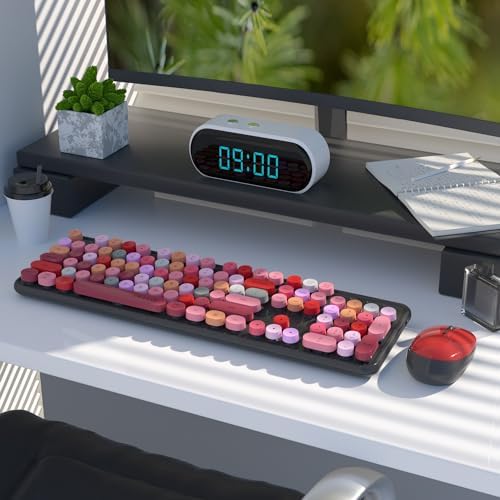 UBOTIE Colorful Wireless Keyboard and Mouse Combo (Black-Colorful)
