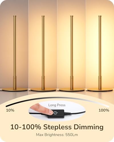 EDISHINE LED Table Lamp, Modern Dimmable Desk Lamps Metal Finish, Gold