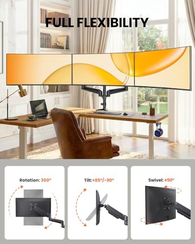 ErGear Triple Monitor Stand Fits Three 17–32 inch Monitors