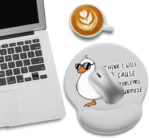 LIMKRIAN Funny Duck Ergonomic Mouse Pad with Gel Wrist Rest, 9.8 x 8.6 in