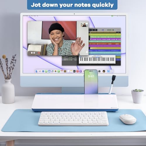 Varhomax Glass Desk Whiteboard with Storage, Desktop Organizer