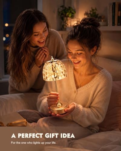 Nusogon Cordless Glass Table Lamp, 5200mAh Small Rechargeable Touch Lamp