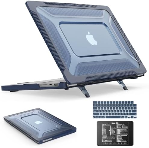 SEYMAC stock Case for MacBook Pro 16 inch, Shock-Absorbing Protection with Folding Stand &Mouse Pad Case for MacBook Pro 16 inch, Blue