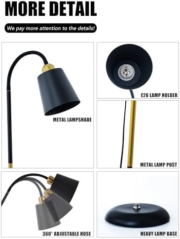 Floor Reading Lamp, Adjustable Height Bendable Short Standing Corner Lamps