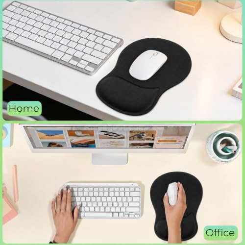 Mouse Pad with Wrist Rest Ergonomic Memory Foam Support, Non-Slip Rubber Base, Comfortable Typing Cushion for Home Office Computer Laptop, Black