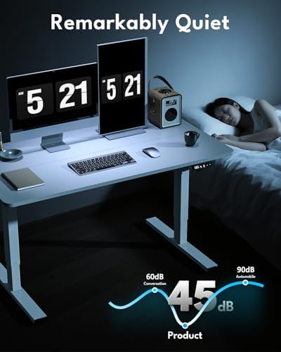 Electric Standing Desk, Gaming Desk, 48 x 24 Inch, White