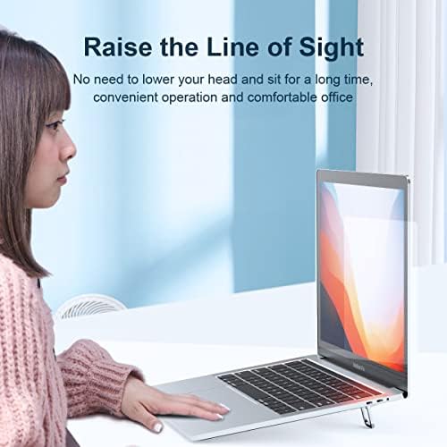 Hagibis Adjustable Laptop Stand for Desk - Portable Laptop Riser, Ergonomic Aluminum Cooling Pad for MacBook Pro Air, Tablet (Silver)
