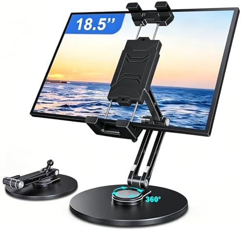 Tablet Stand for Desk, Portable Monitor Stand with Large Clamp up to 18.5"