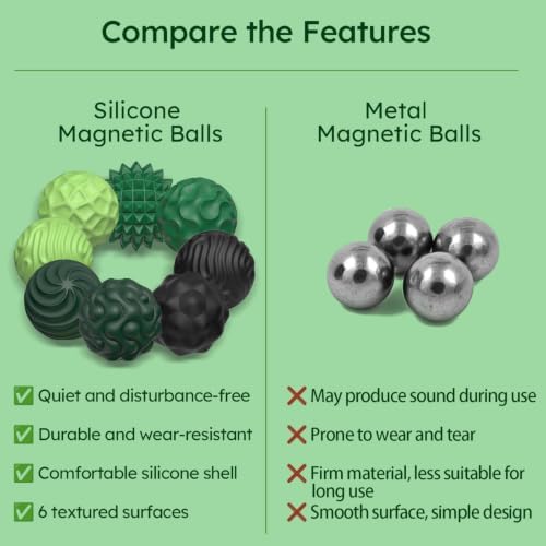 Silicone Magnetic Balls, Fidget Toys for Adults & Teens, 8PCS Stress Balls Sensory Toy, Quiet Magnet Desk Fidgets with Textured, ADHD Anxiety Relief Items, Fun Stocking Suffers Gifts