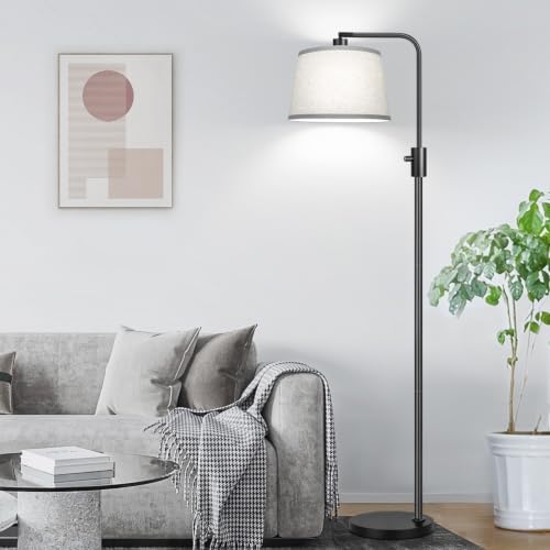 【Upgraded】 Dimmable Floor Lamp, 1000 Lumens LED Edison Bulb Included, Arc Floor Lamps for Living Room Modern Standing Lamp with Gray Shade, Tall Lamps for Living Room Bedroom Office Dining Room