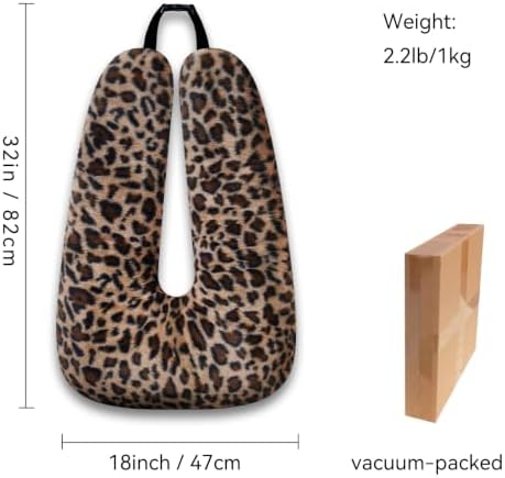 Atablyn Leopard Print Brown Soft Cotton Travel Neck Pillow for Kids & Adults, Ergonomic Support for Car Seats & Airplane Travel, Cozy Compact Design for Long Distance Trips
