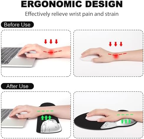 Ergonomic Mouse Pad with Wrist Rest and Keyboard Wrist Rest, Mousepad