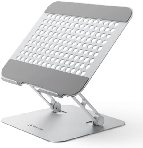 PHIXERO Height Adjustable Laptop Stand, Aluminum Laptop Riser Silver WS1