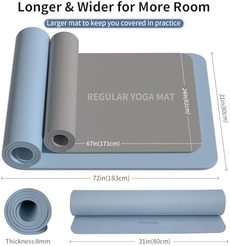 Extra Wide & Thick 8mm Yoga Mat, 72"x31.5"