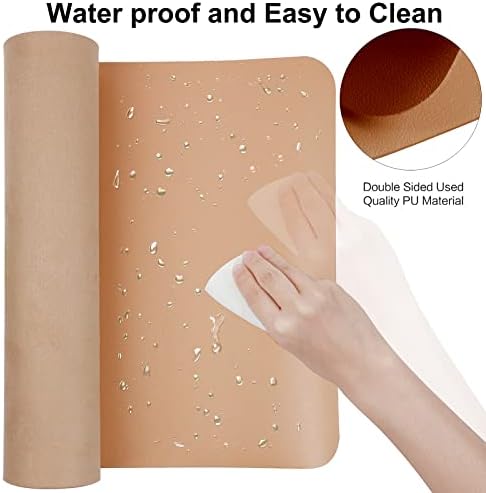 Boutilon Leather Desk Pad Protector,Non-Slip Mouse Pad,Laptop Desk Pad,Office Mouse Mat,Waterproof Leather Desk Blotter,Desk Writing Pad for Office and Home (M-Orange Pink,30"x14")