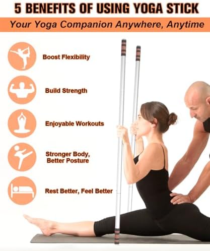 Queension 5ft Yoga Stick Adjustable Stretching Bar for Mobility & Balance