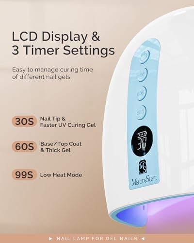 MelodySusie Nail Dust Collector White with Rechargeable UV LED Nail Lamp P-PLUS30G Blue