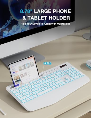 SABLUTE Wireless Keyboard with 7 Colored Backlit, Wrist Rest, 2.4G Lag-Free
