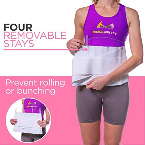 BraceAbility Women's Back Brace for Female Lower Back Pain - Lightweight Soft White Elastic Lumbar Compression Support Belt is Discreet Under Clothes for Ladies, Nurses, Walking (Small)