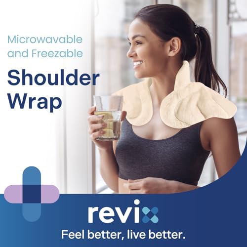 REVIX Microwavable Heating Pad for Neck Shoulder & Back, Moist Heat, Beige