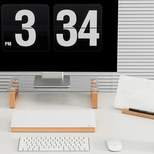 YEOUX Multi-Purpose Desktop Stand - 17.0" x 9.0" x 3.5" (Clear & Beech)