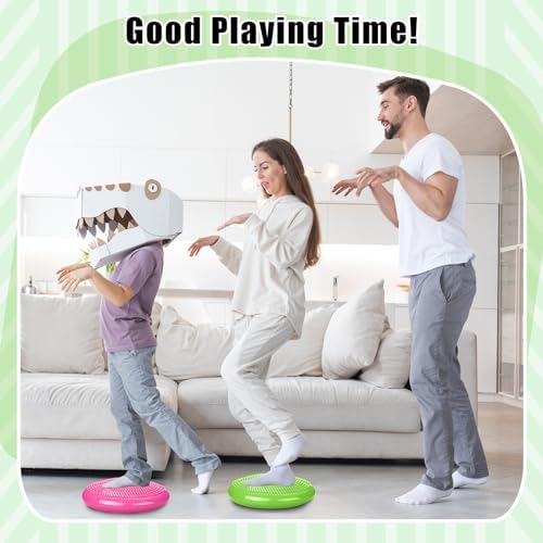 Silipull 2 Pcs Wiggle Seat Inflated Wobble Cushion Flexible Balance Disc with Air Pump for Core Stability Strengthening Improving Posture Physical Exercise